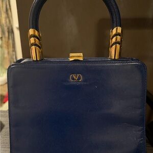 Elegant Navy Blue Valentino Top Handle Handbag